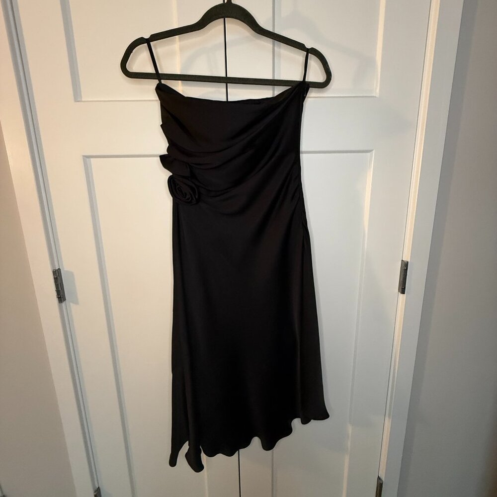 Banana Republic Women's Silk Black Floral Asymmetrical Strapless Dress Size 0